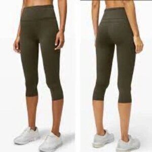 Lululemon Fast and Free Crop II 19" *Non-Reflective Green 2
